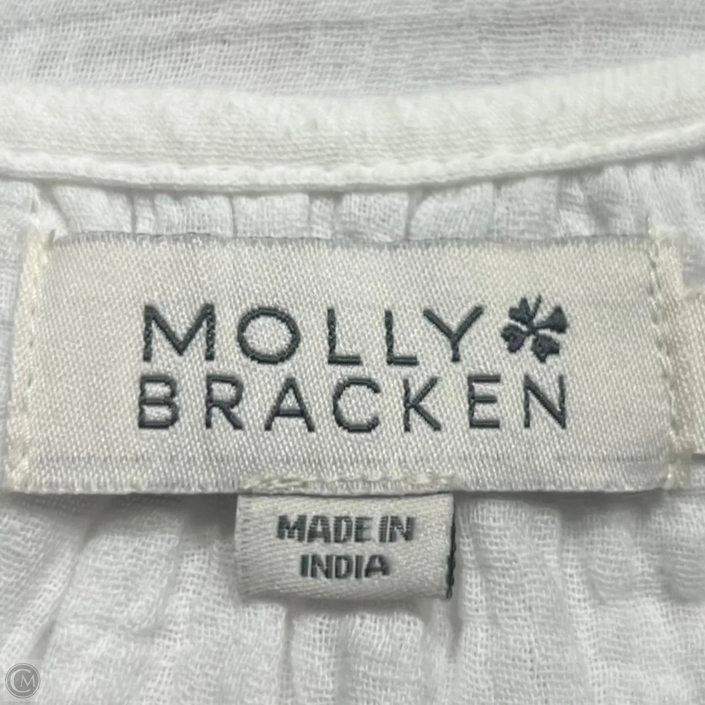 Top Long Sleeve By Molly Bracken In Green & White, Size: M
