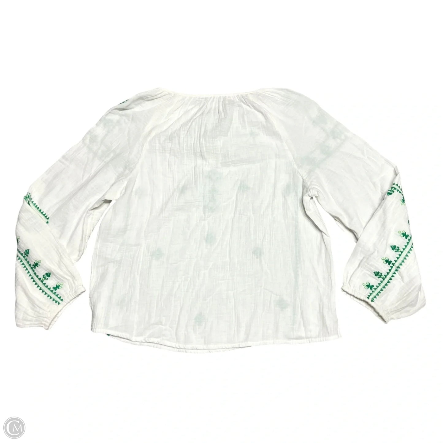 Top Long Sleeve By Molly Bracken In Green & White, Size: S