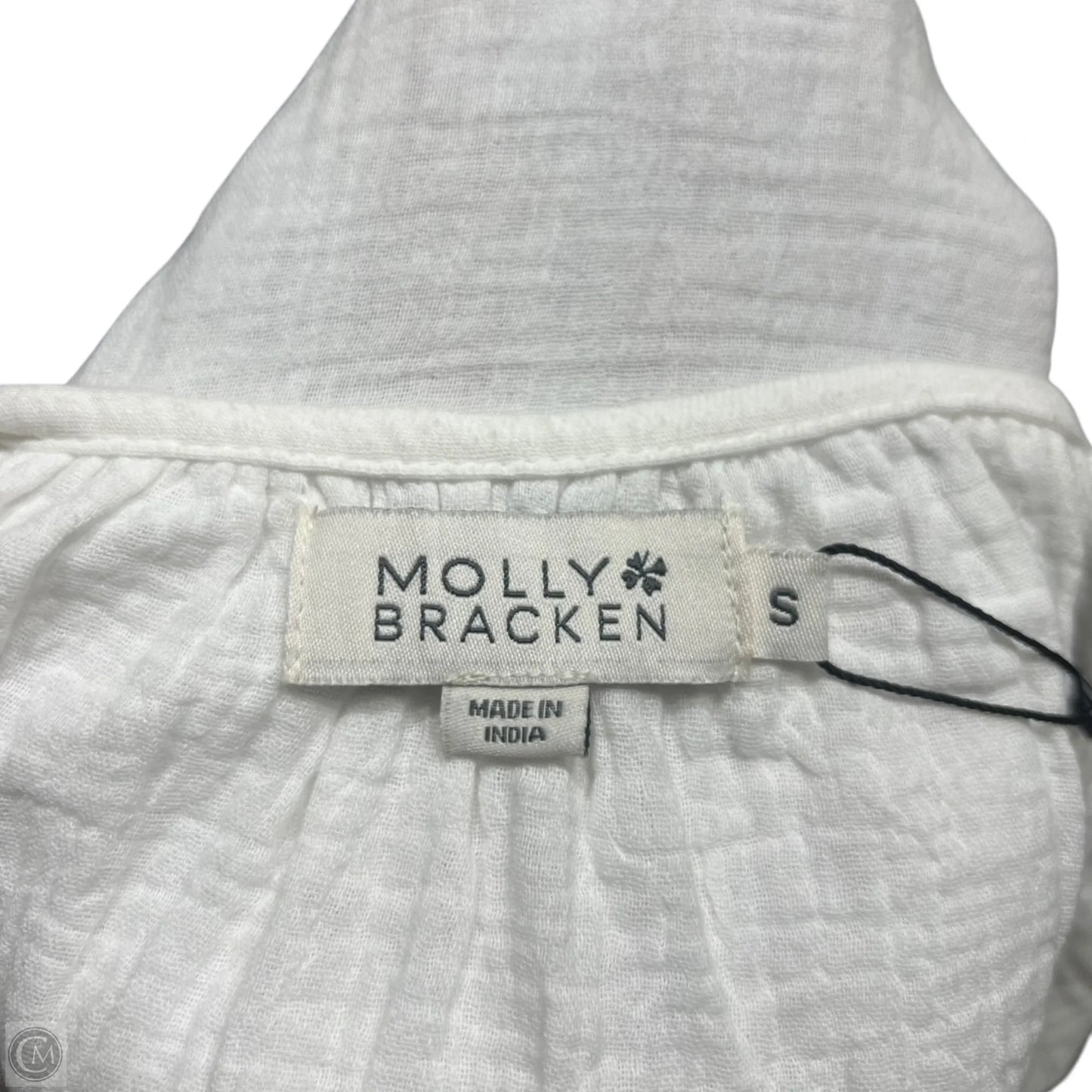 Top Long Sleeve By Molly Bracken In Green & White, Size: S