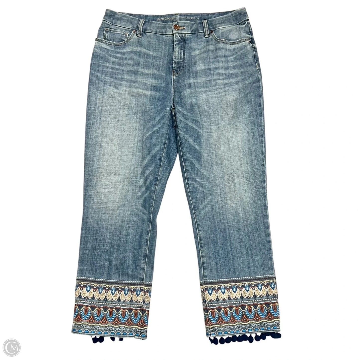 Jeans Cropped By Chicos In Blue Denim, Size: 8