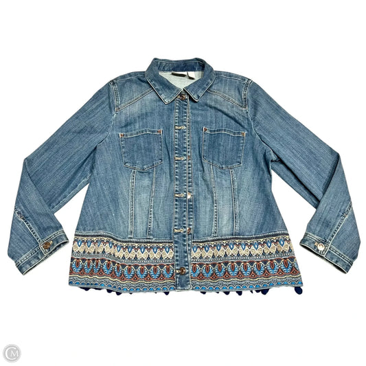 Jacket Denim By Chicos In Blue Denim, Size: Xl