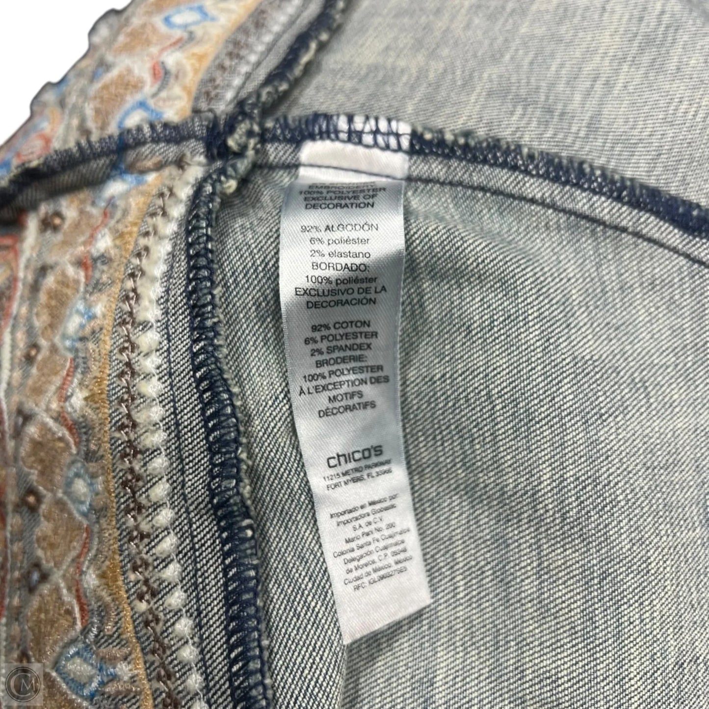 Jacket Denim By Chicos In Blue Denim, Size: Xl