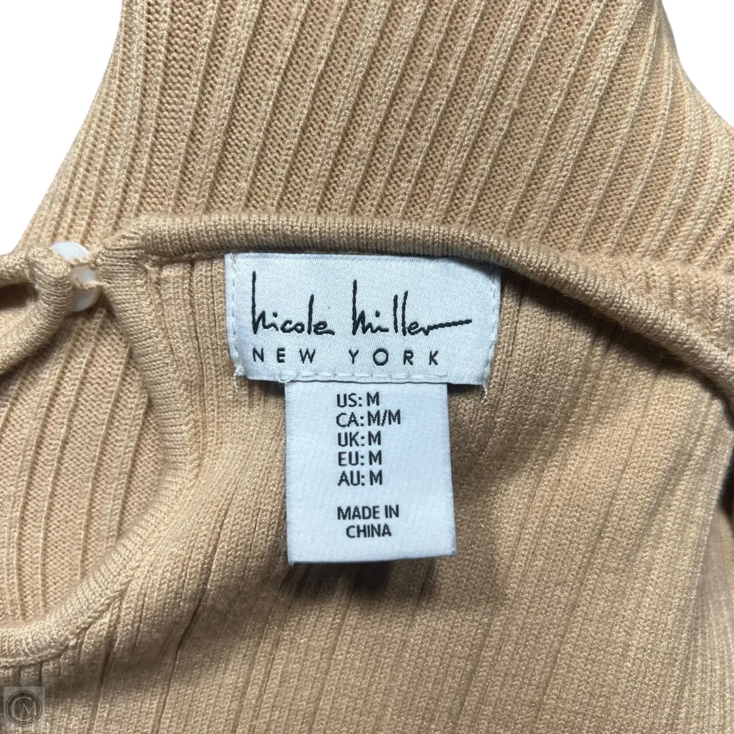 Dress Sweater By Nicole Miller In Tan, Size: M