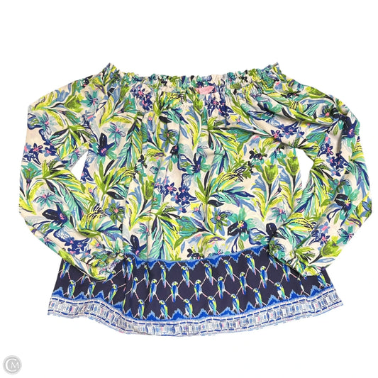 Top Long Sleeve Designer By Lilly Pulitzer In Blue & Green, Size: S