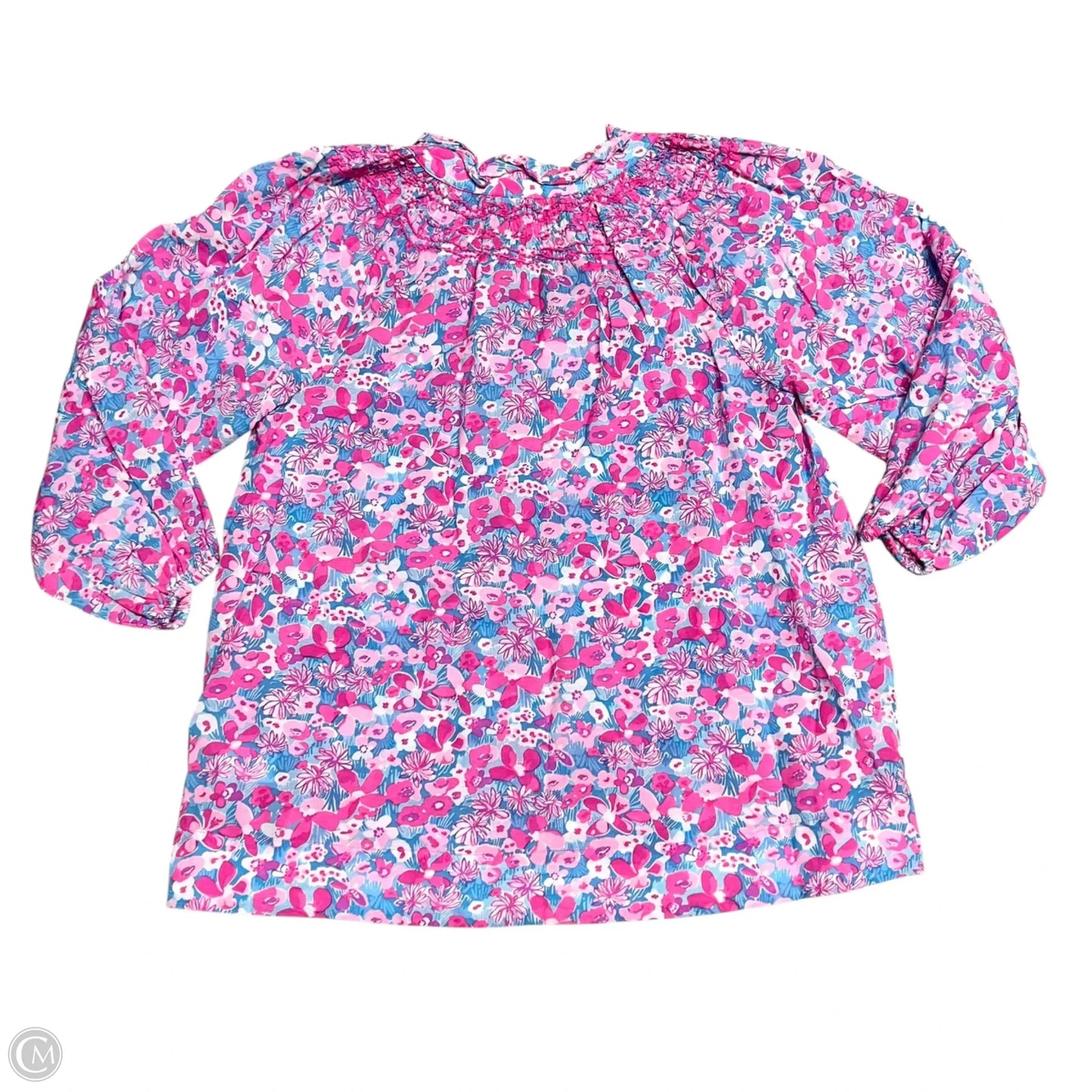 Top Long Sleeve Designer By Lilly Pulitzer In Blue & Pink, Size: Xs