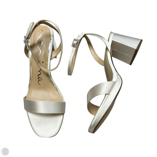 Sandals Heels Block By Nina In White, Size: 7.5
