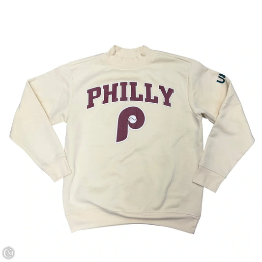 Athletic Sweatshirt Crewneck In Cream & Red, Size: M