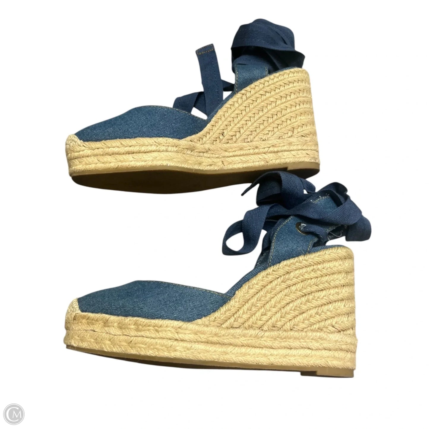 Shoes Heels Wedge By Zara In Blue & Tan, Size: 5.5