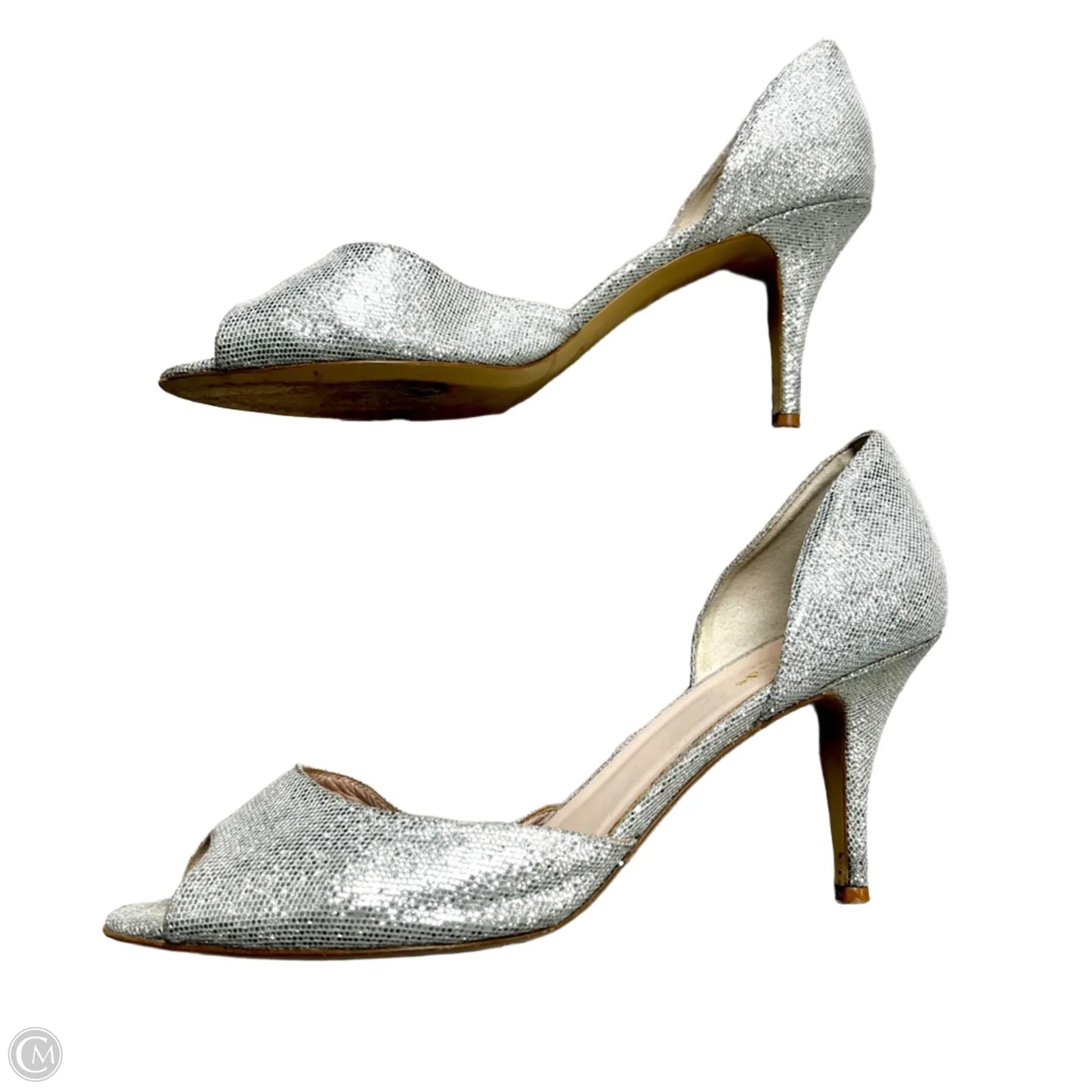 Sandals Designer By Kate Spade In Silver, Size: 10.5