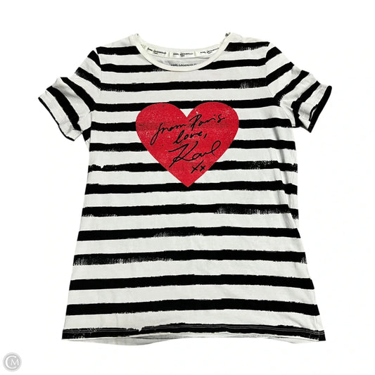 Top Short Sleeve Designer By Karl Lagerfeld In Black & White, Size: Xs