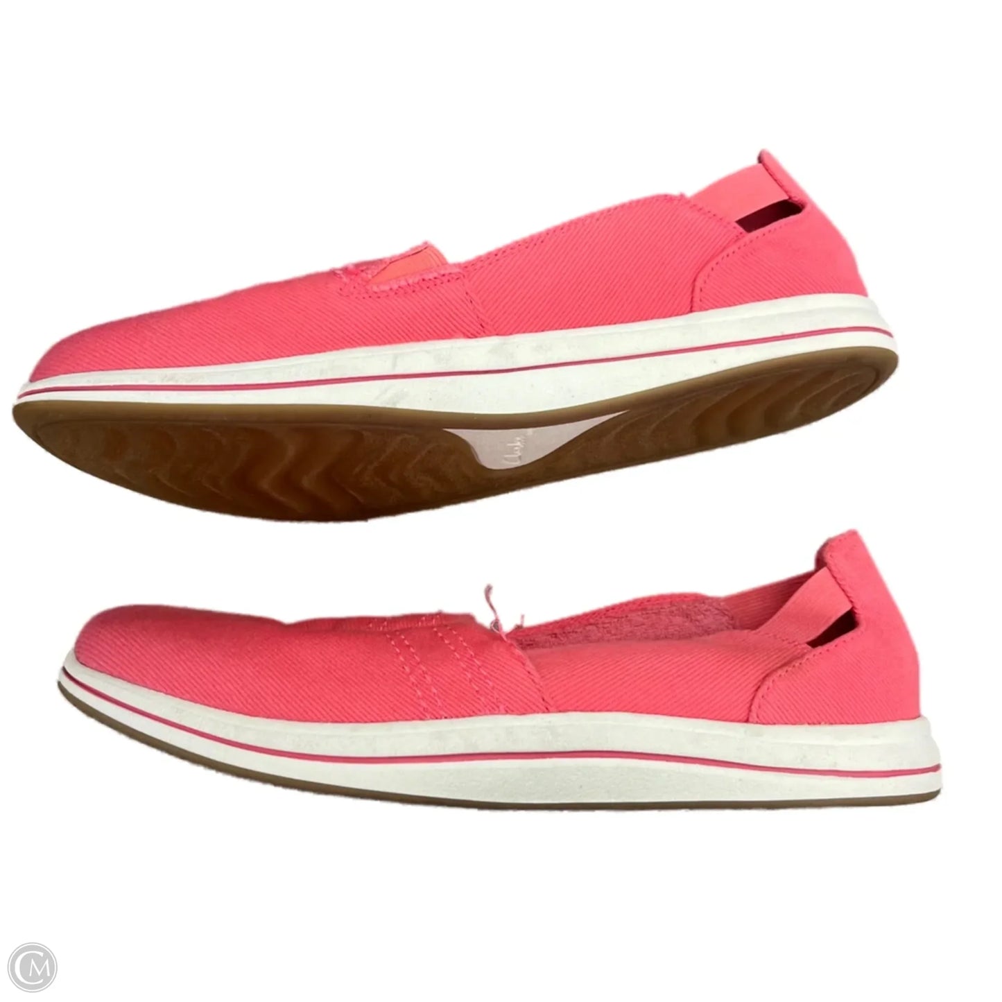 Shoes Flats By Clarks In Pink & White, Size: 8.5