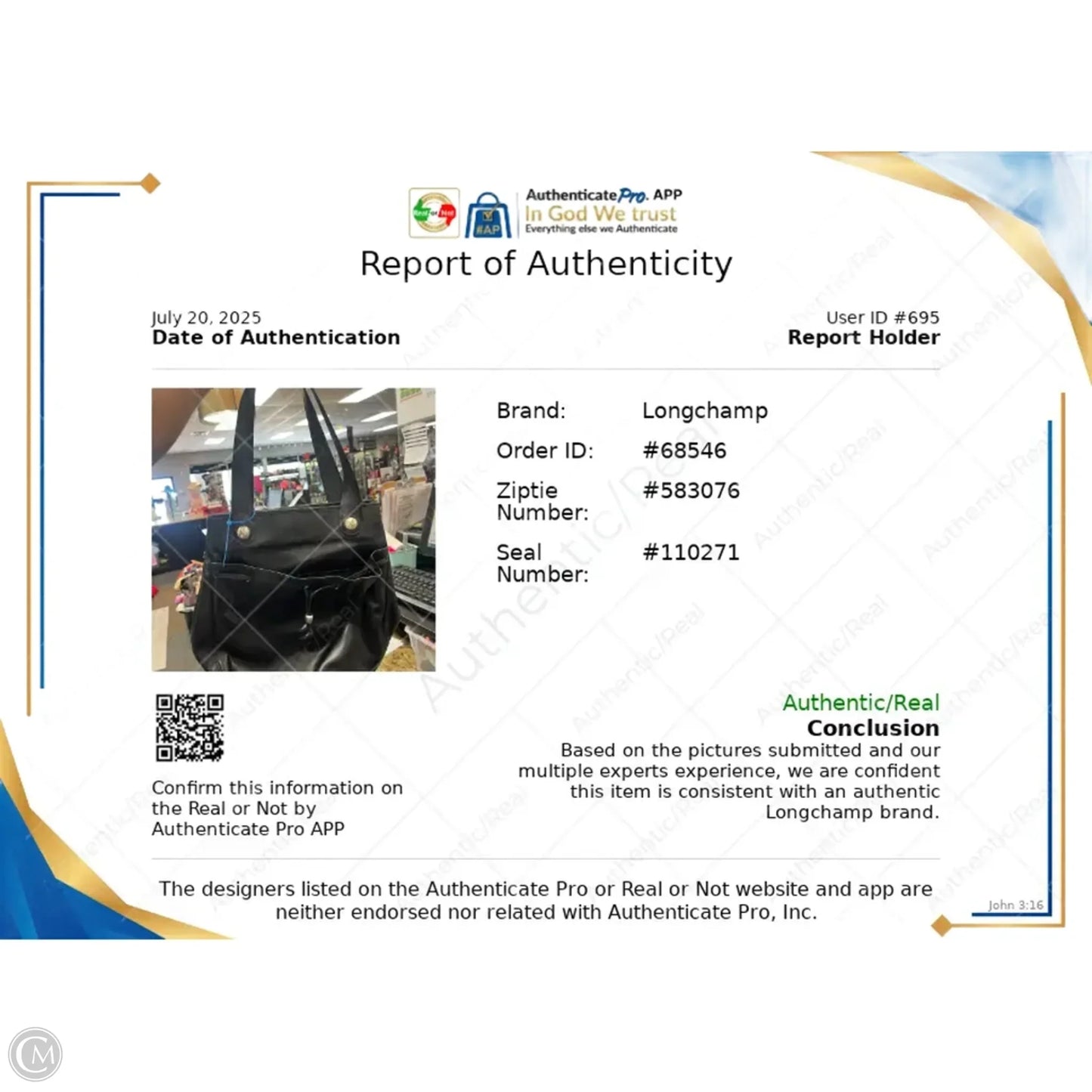 Handbag Designer By Longchamp, Size: Medium