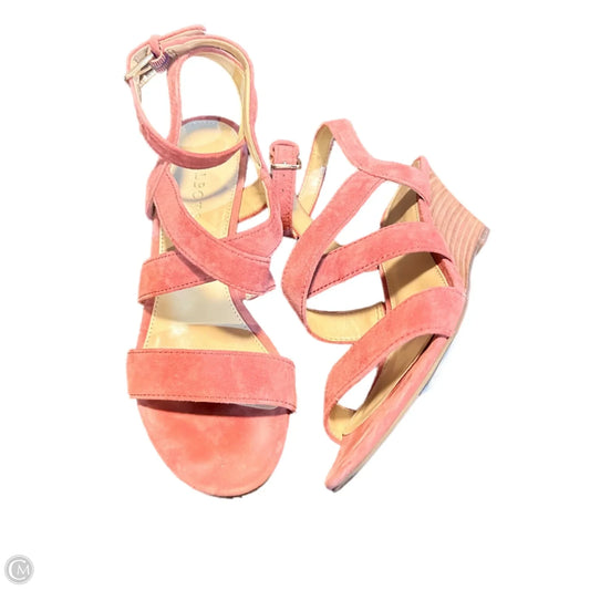 Sandals Heels Wedge By Talbots In Orange & Pink, Size: 8.5