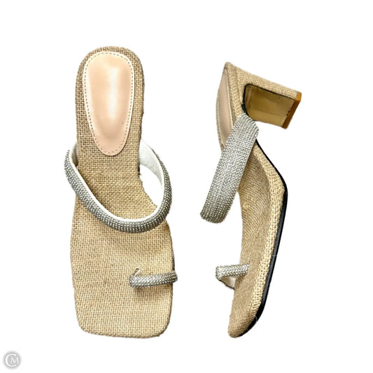 Sandals Heels Block In Tan, Size: 6.5