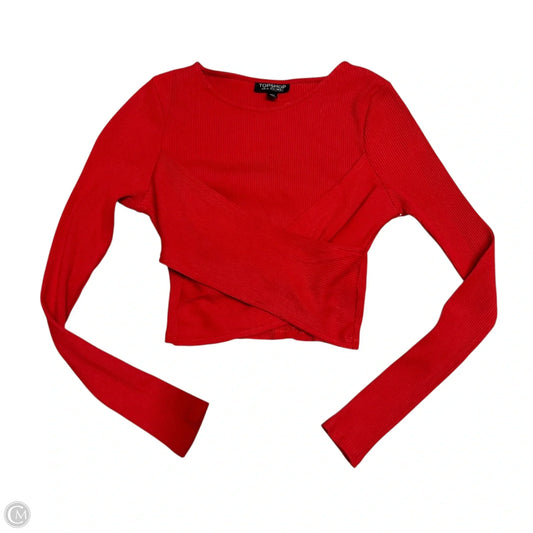 Top Long Sleeve By Top Shop In Red, Size: Xs