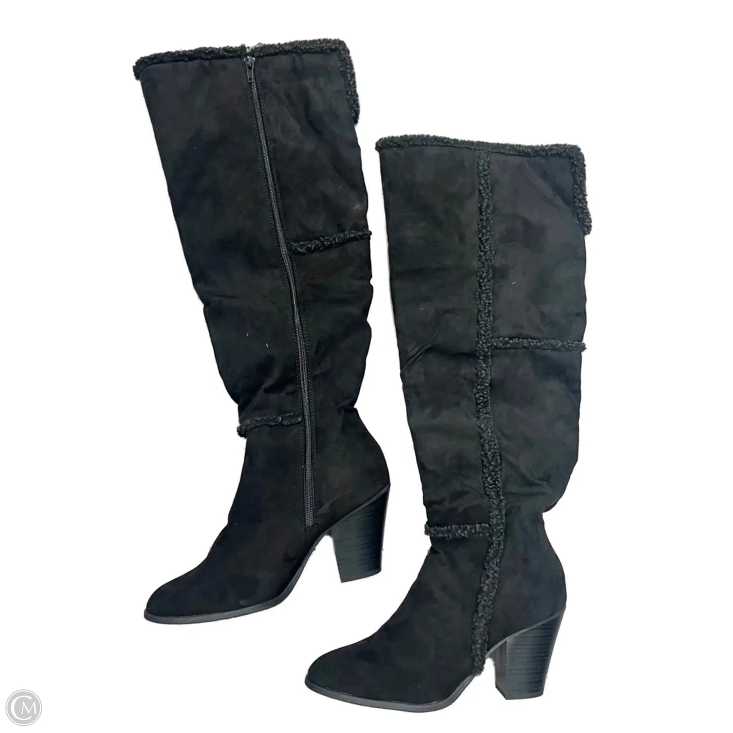 Boots Knee Heels In Black, Size: 11