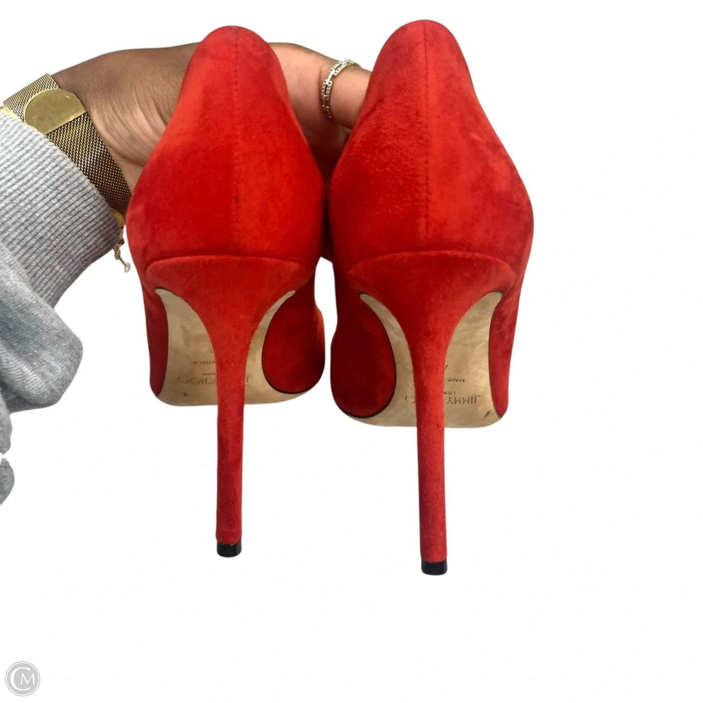 Shoes Luxury Designer By Jimmy Choo In Red, Size: 9.5