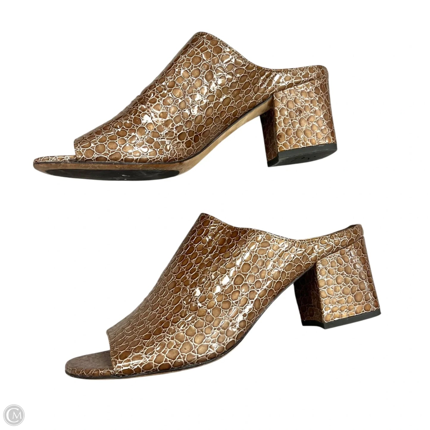 Sandals Heels Block By Donald Pliner In Snakeskin Print, Size: 8.5