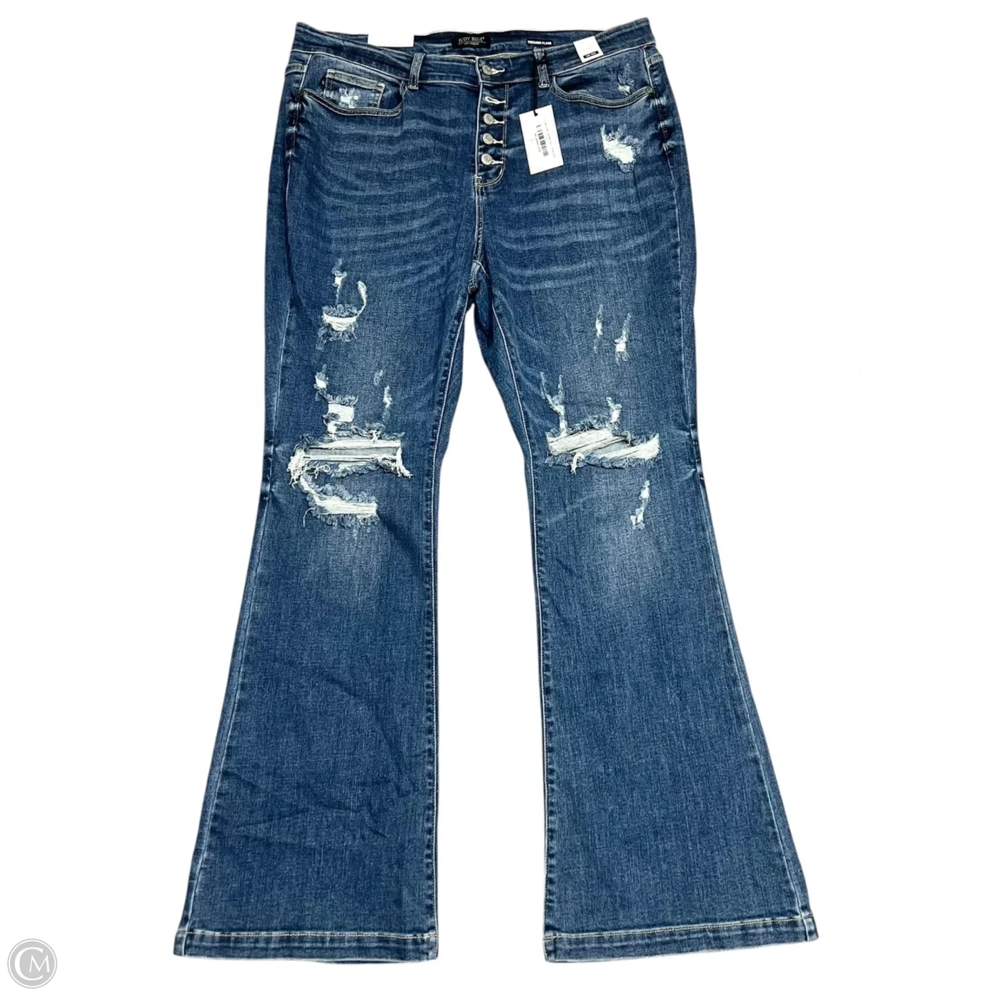 Jeans Flared By Judy Blue In Blue Denim, Size: 20