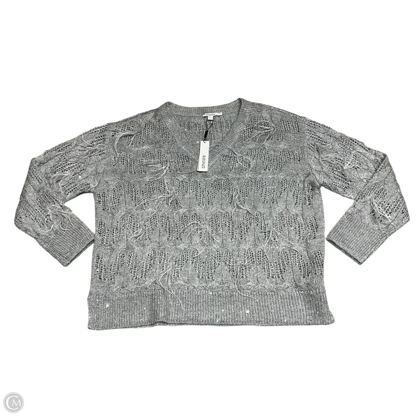 Sweater By Chicos In Grey, Size: L