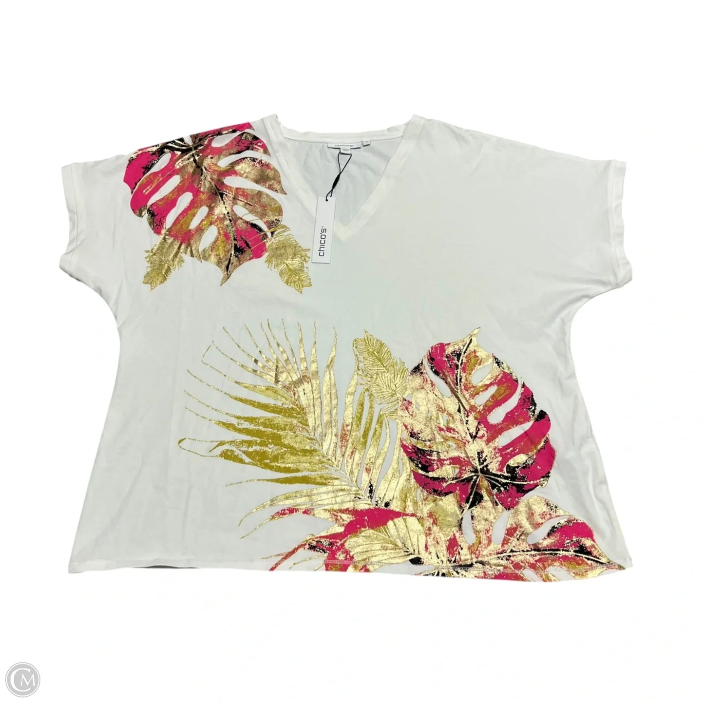 Top Short Sleeve By Chicos In White, Size: L