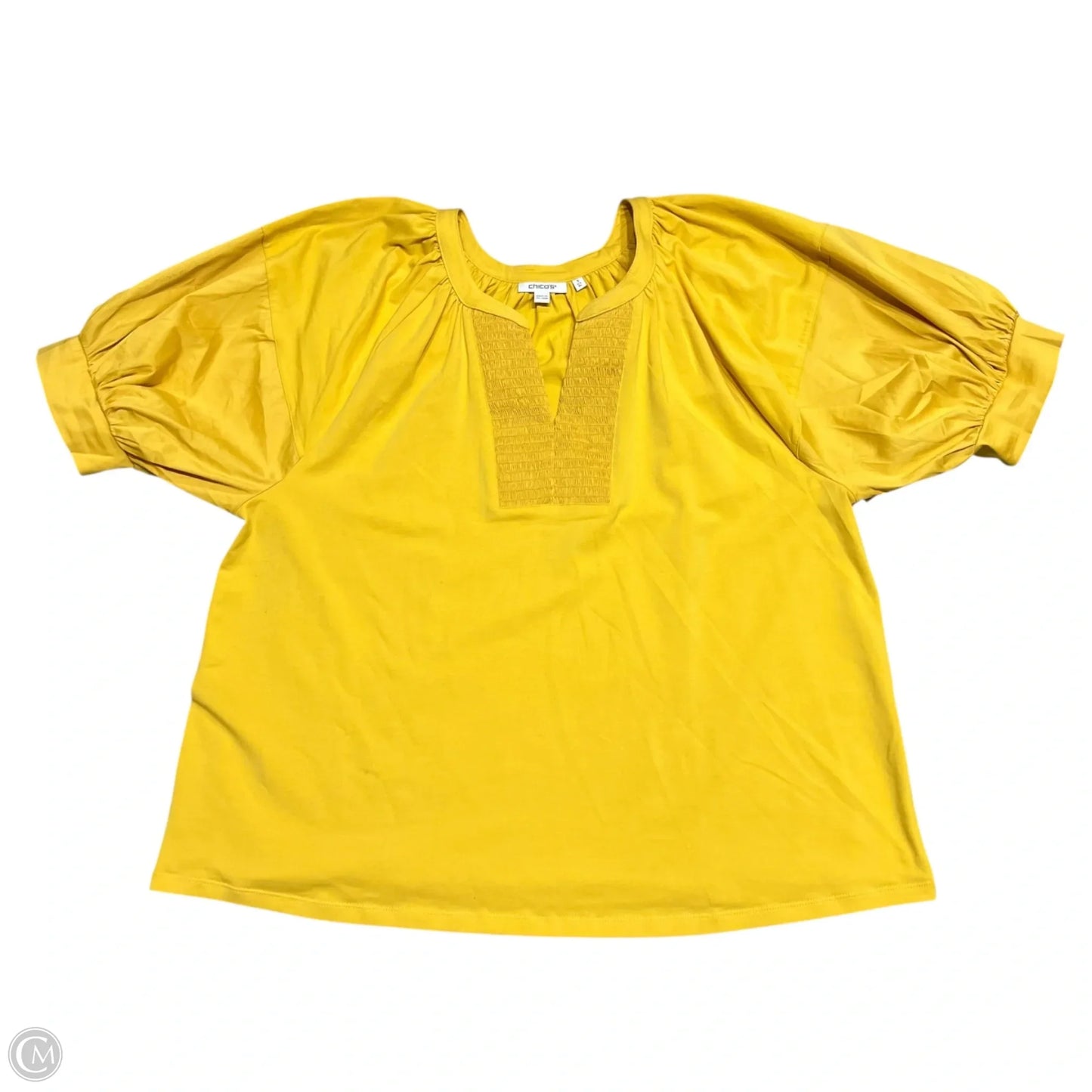 Top Short Sleeve By Chicos In Yellow, Size: Xl