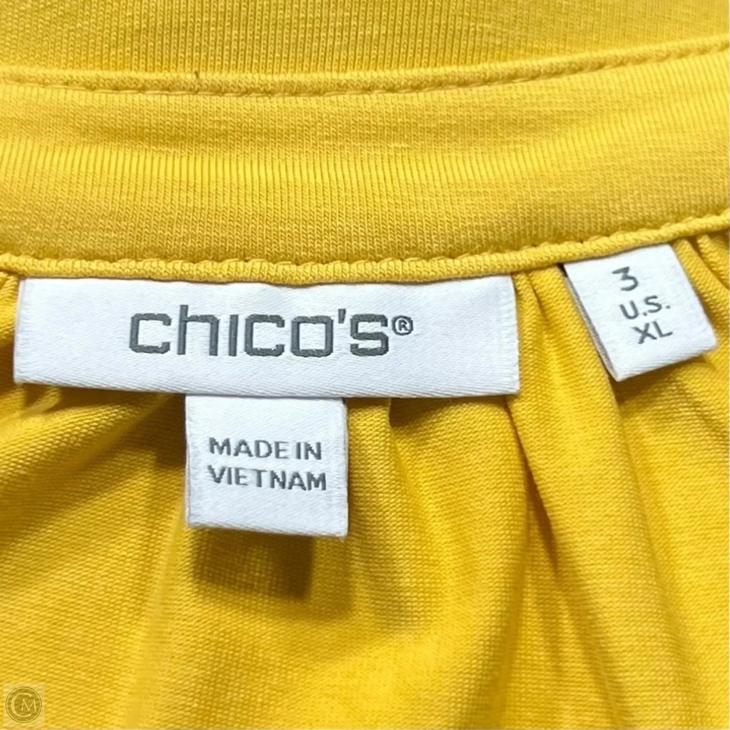 Top Short Sleeve By Chicos In Yellow, Size: Xl