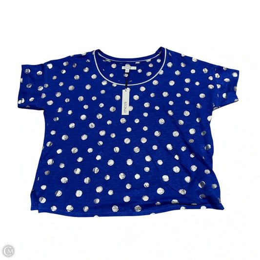 Top Short Sleeve By Chicos In Blue & Silver, Size: L