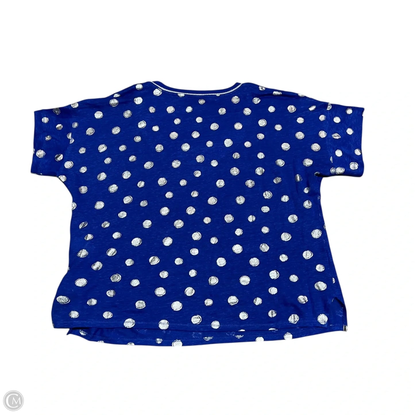 Top Short Sleeve By Chicos In Blue & Silver, Size: L