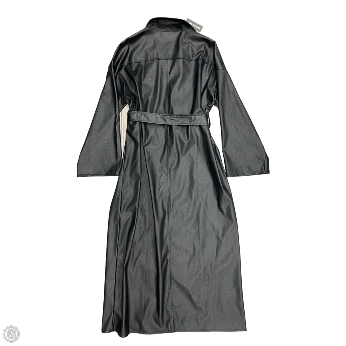Coat Trench Coat By Pretty Little Thing In Black & Silver, Size: S