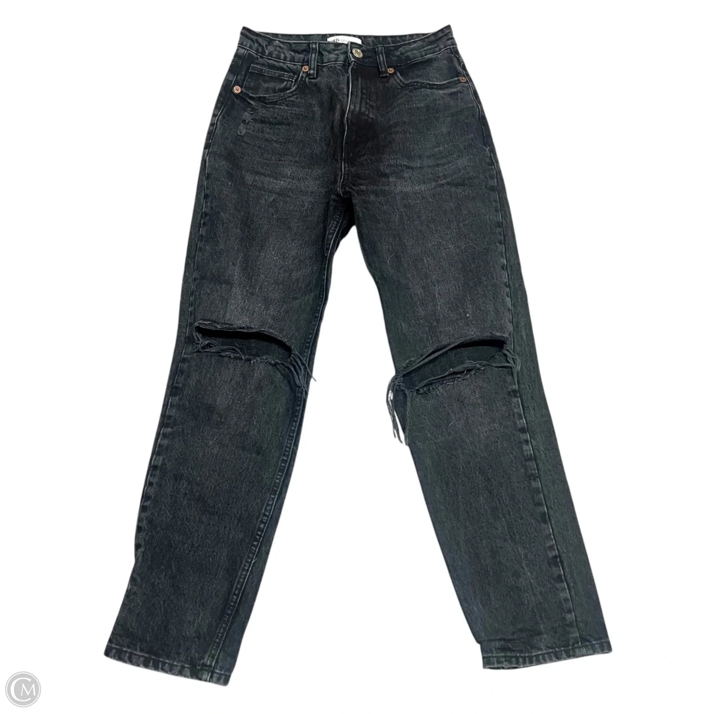 Jeans Boyfriend By Zara In Black Denim, Size: 4