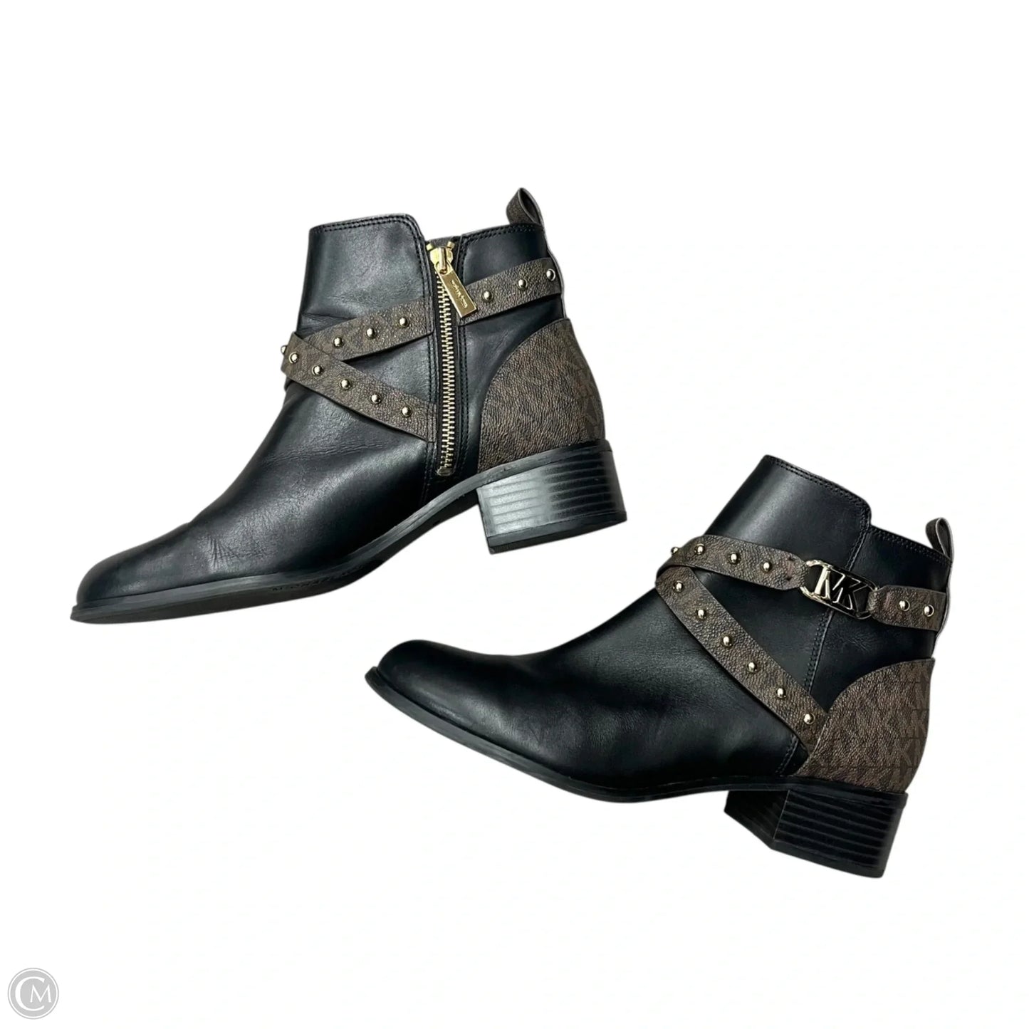 Boots Ankle Heels By Michael By Michael Kors In Black & Brown, Size: 8.5