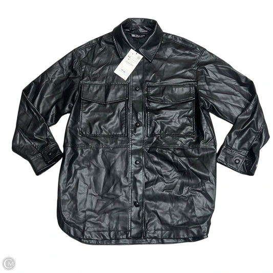 Jacket Shirt By Zara In Black, Size: Xs