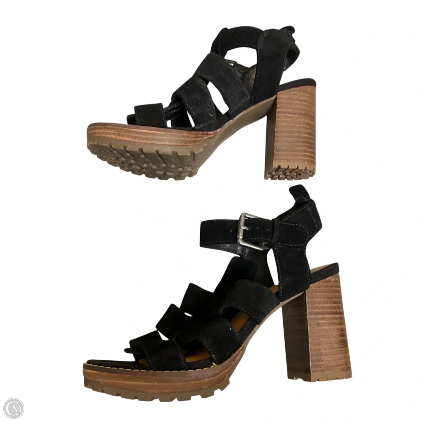 Sandals Heels Block By Crown Vintage In Black, Size: 6