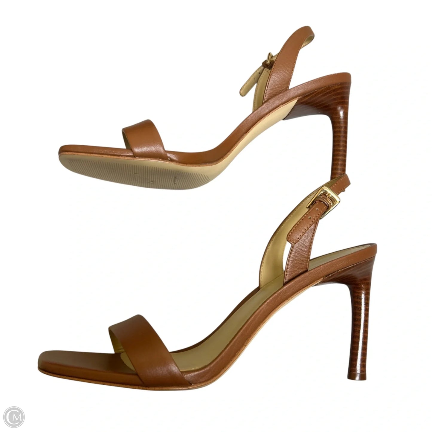 Sandals Heels Stiletto By Michael By Michael Kors In Brown & Gold, Size: 9