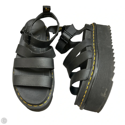 Sandals Heels Platform By Dr Martens In Black & Yellow, Size: 9
