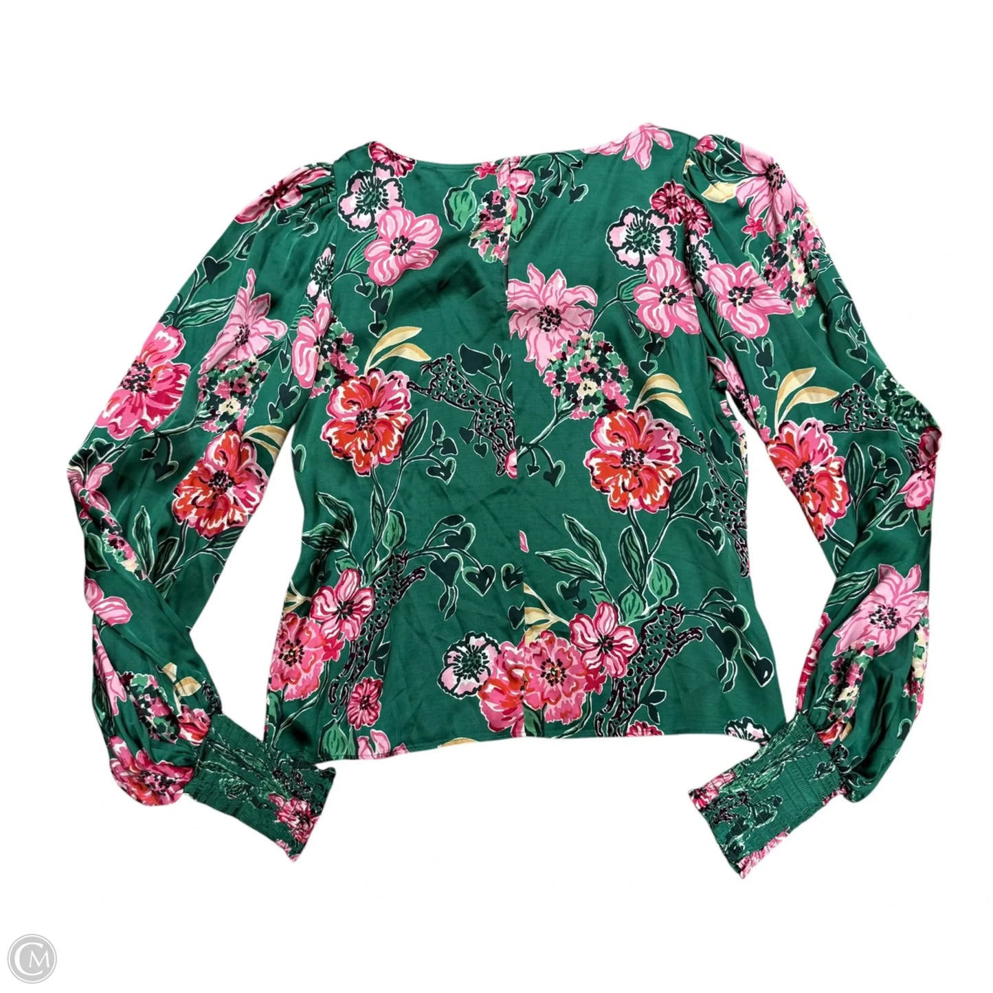 Top Long Sleeve Designer By Lilly Pulitzer In Green & Pink, Size: 4