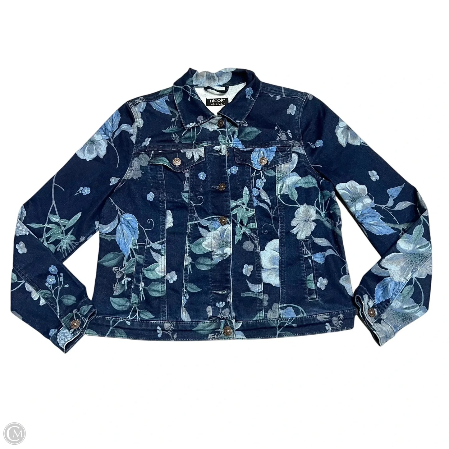 Jacket Denim By Nicole By Nicole Miller In Floral Print, Size: S