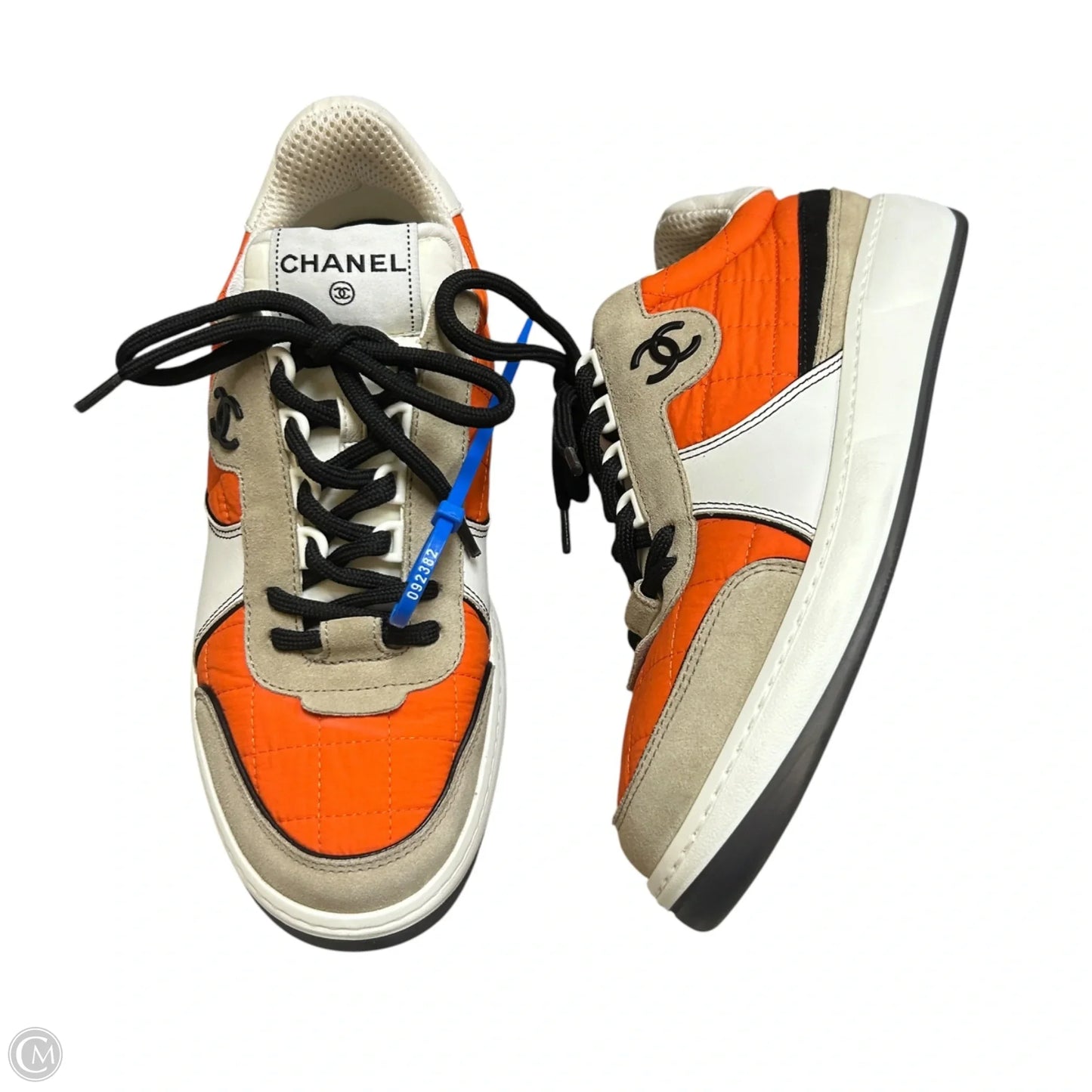 Shoes Luxury Designer By Chanel In Orange & White, Size: 8.5