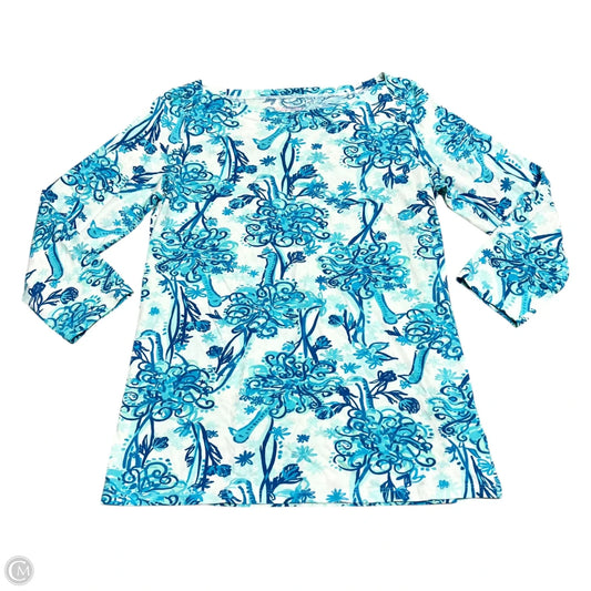 Top 3/4 Sleeve Designer By Lilly Pulitzer In Blue & White, Size: M