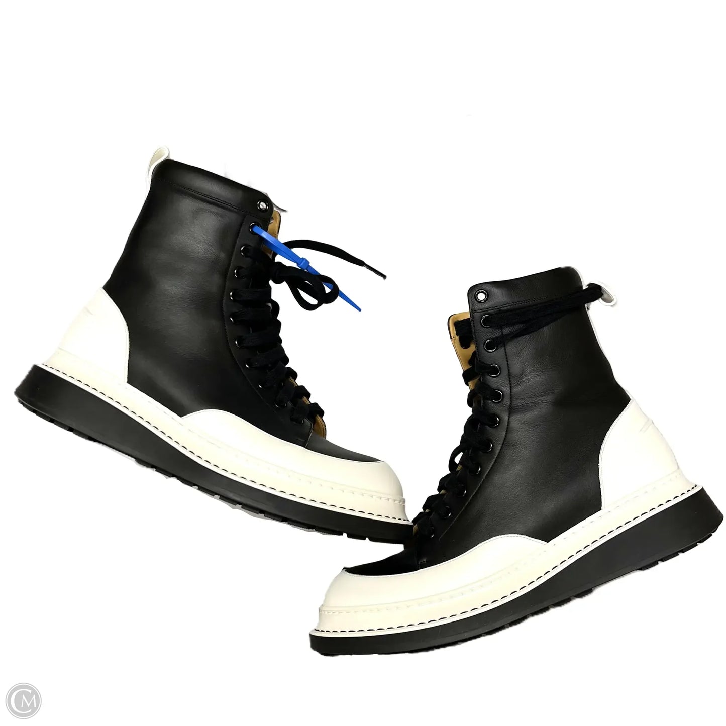 Boots Luxury Designer By Loewe In Black & White, Size: 9.5