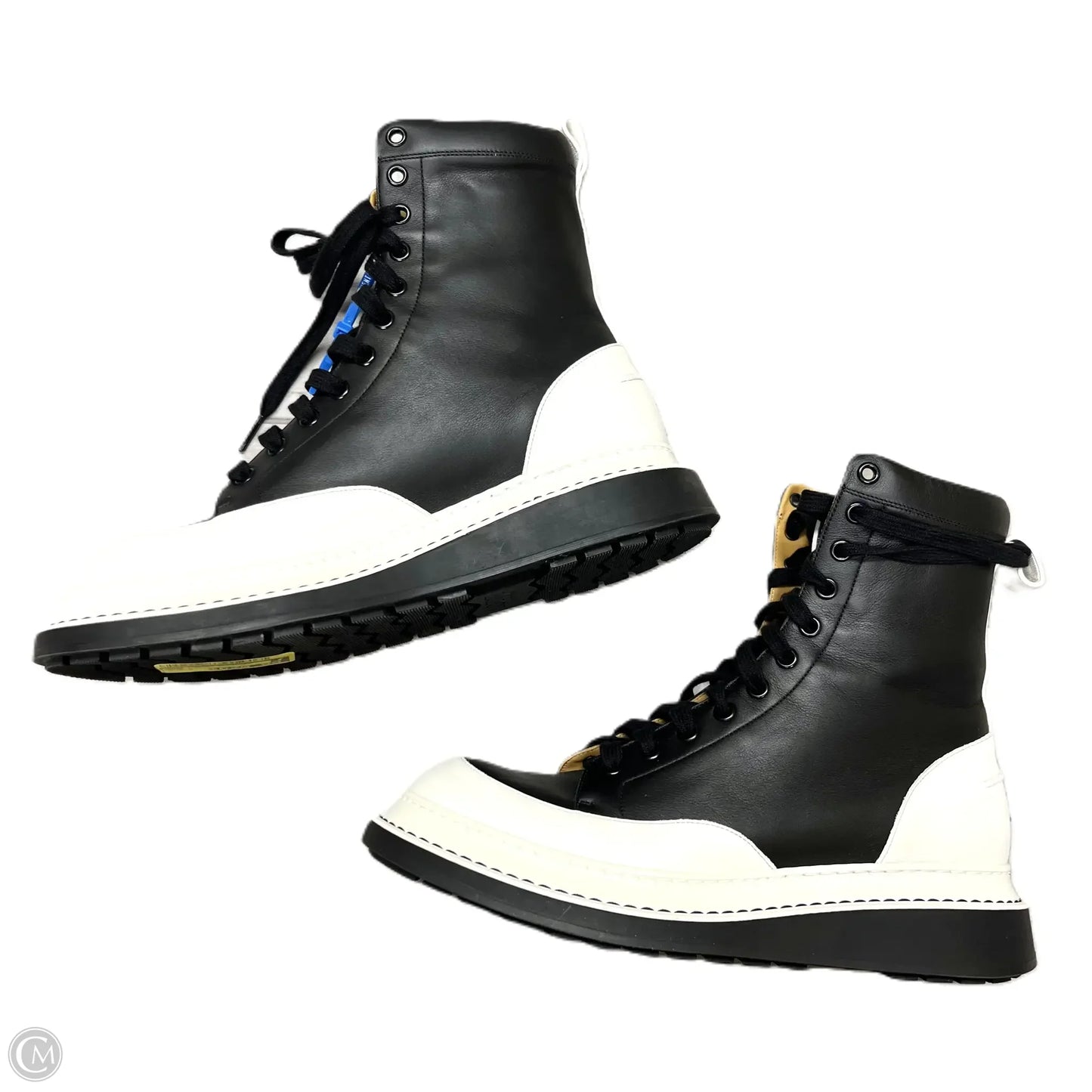 Boots Luxury Designer By Loewe In Black & White, Size: 9.5