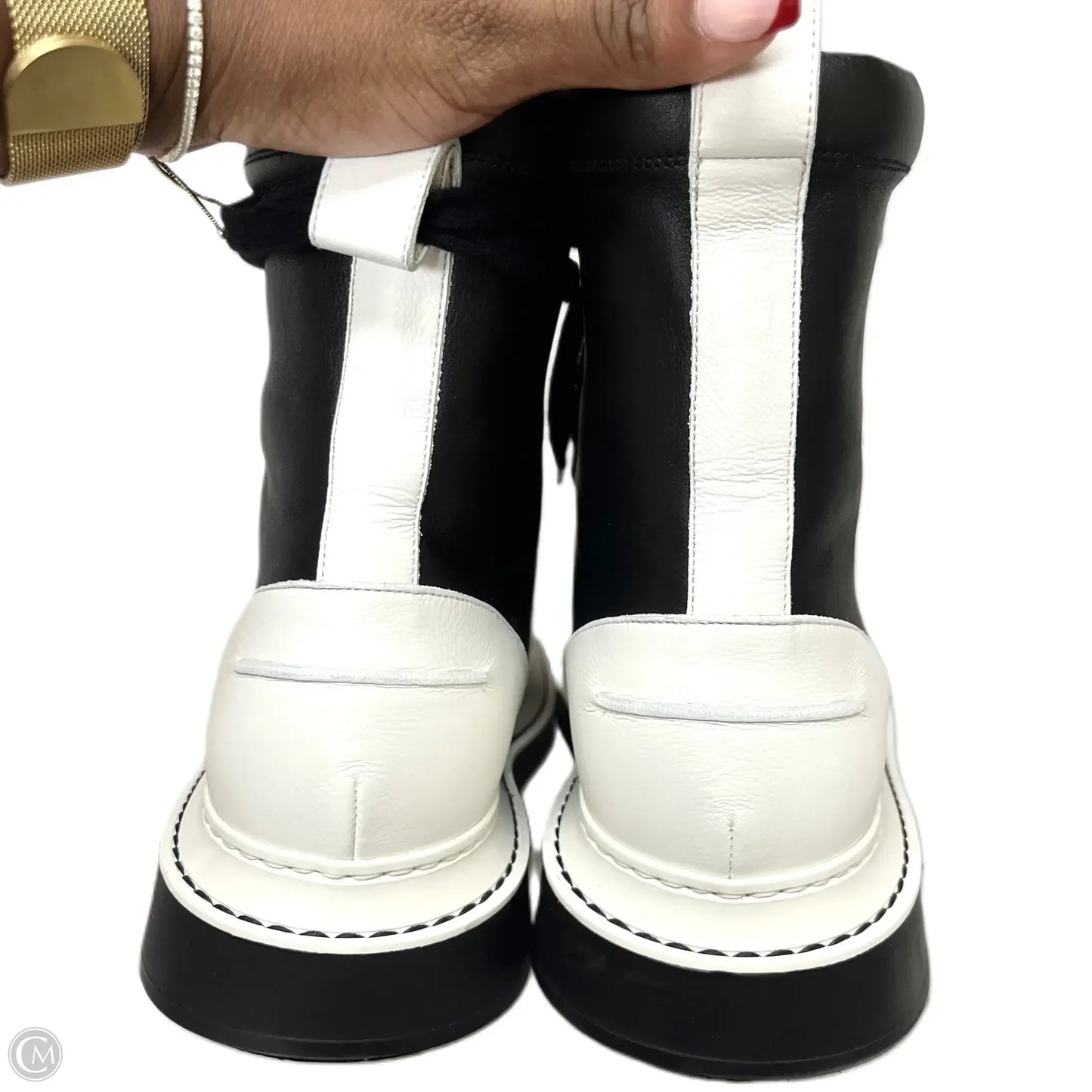 Boots Luxury Designer By Loewe In Black & White, Size: 9.5