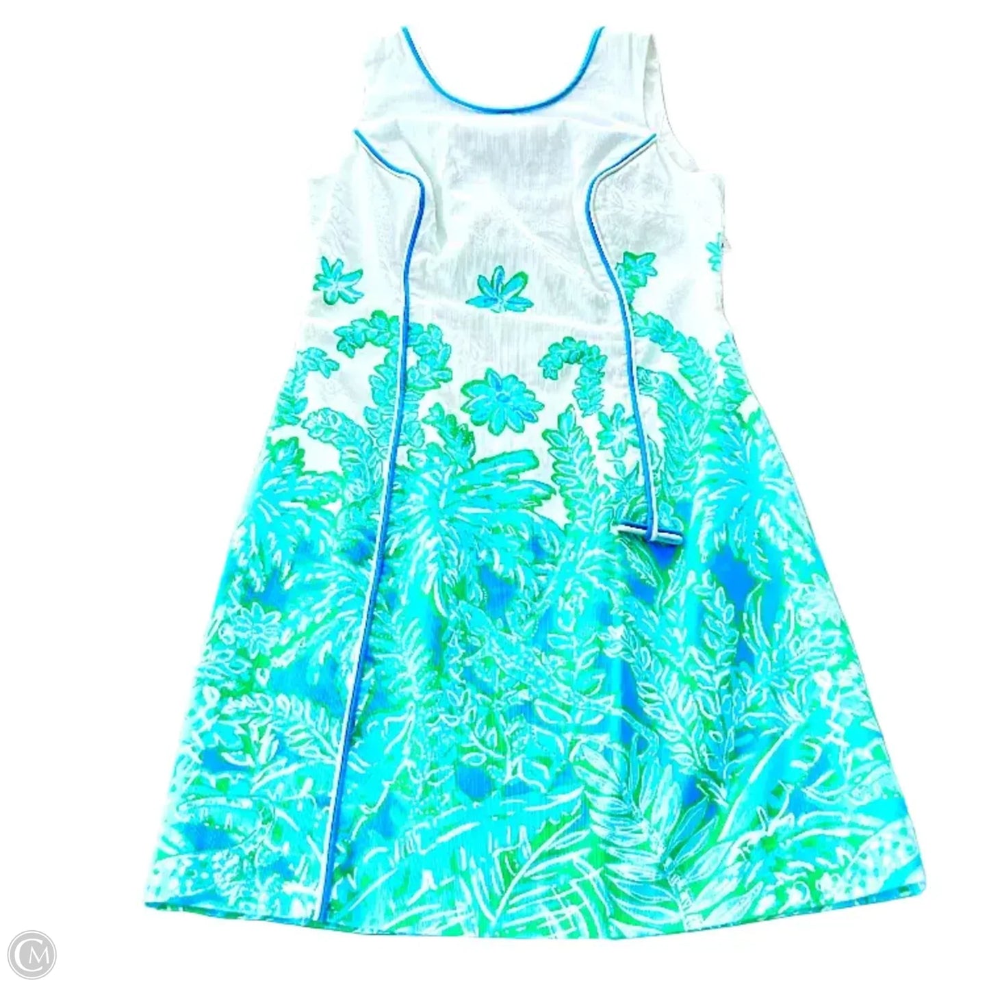 Dress Designer By Lilly Pulitzer In White Blue, Size: 0