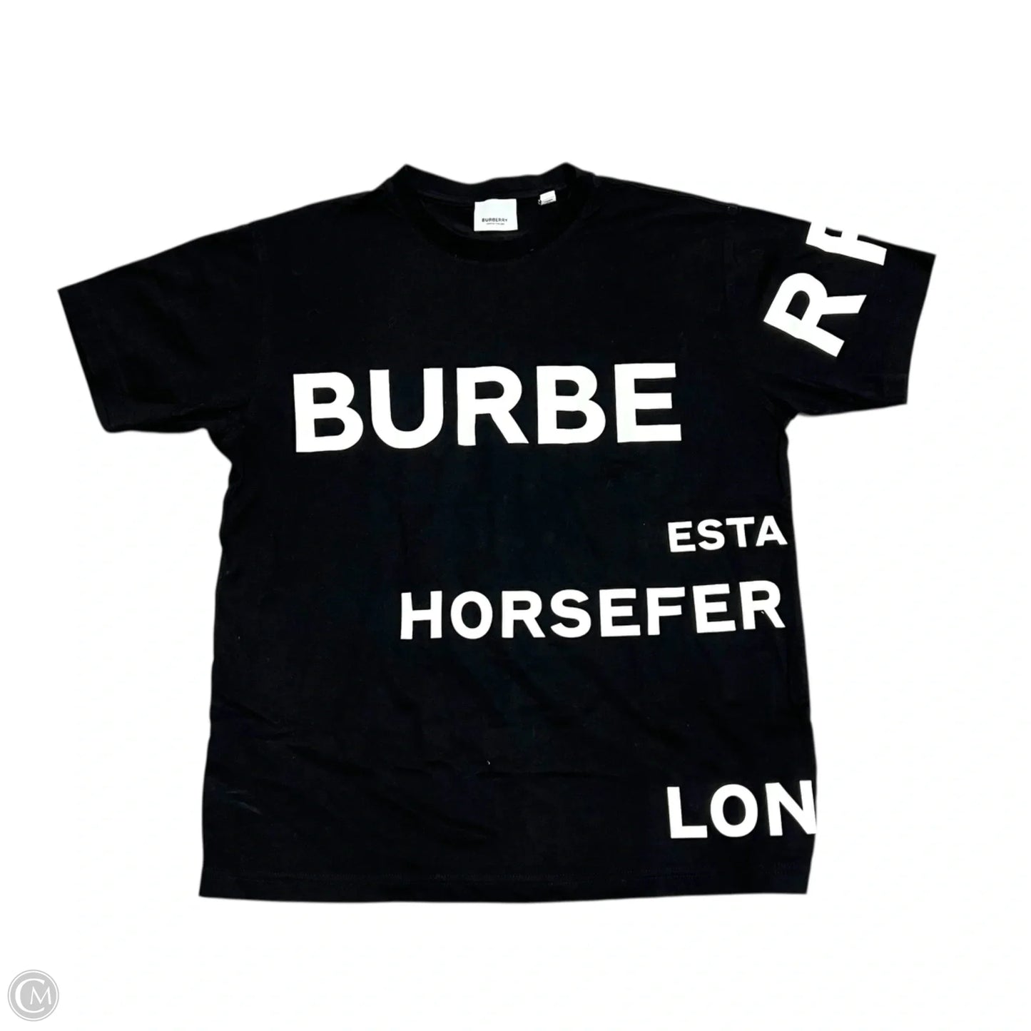 Top Short Sleeve Luxury Designer By Burberry In Black & White, Size: Xxs