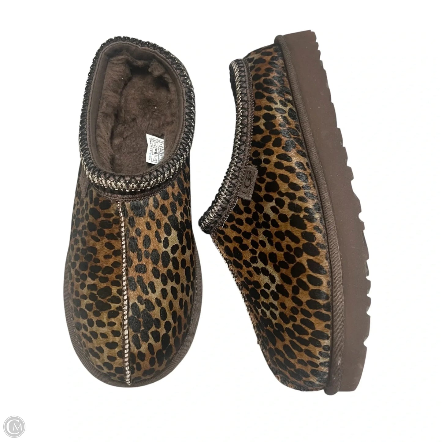 Slippers Designer By Ugg In Black & Brown, Size: 11