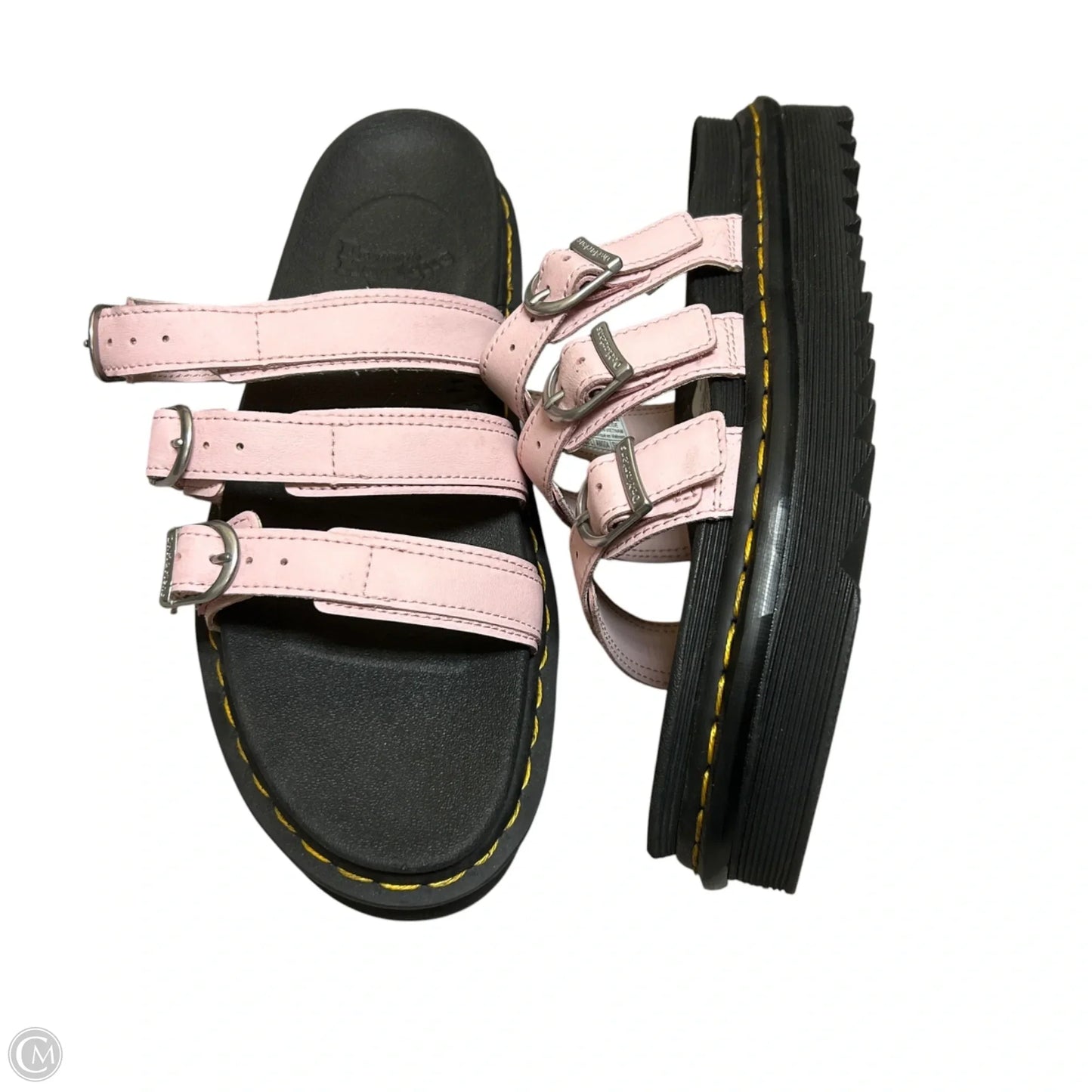 Shoes Flats By Dr Martens In Black & Pink, Size: 10