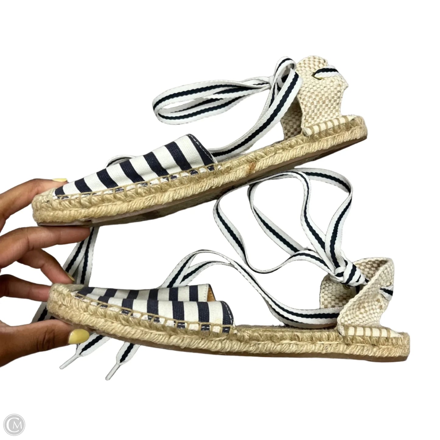 Sandals Flats By J. Crew In Blue & Cream, Size: 7.5