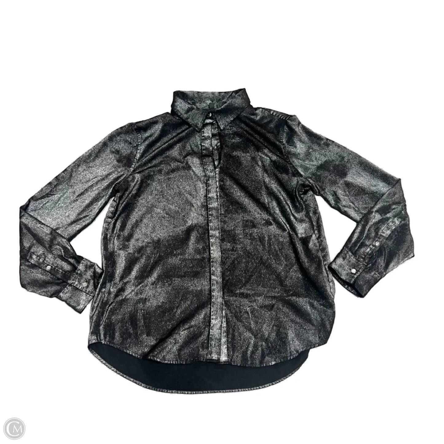 Top Long Sleeve By Dkny In Black & Silver, Size: M