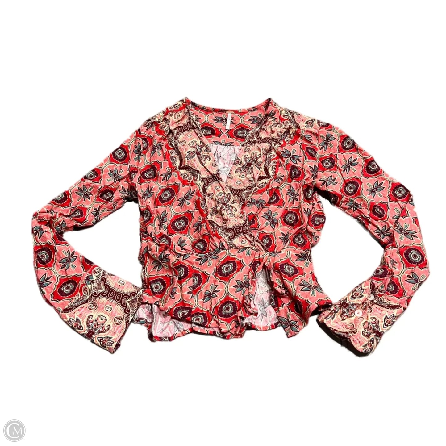Top Long Sleeve By Free People In Orange & Red, Size: Xs